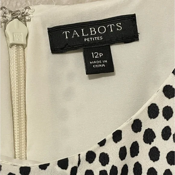 Talbots Black & White Polka Dot Dress Sz 12P - Picture 7 of 14